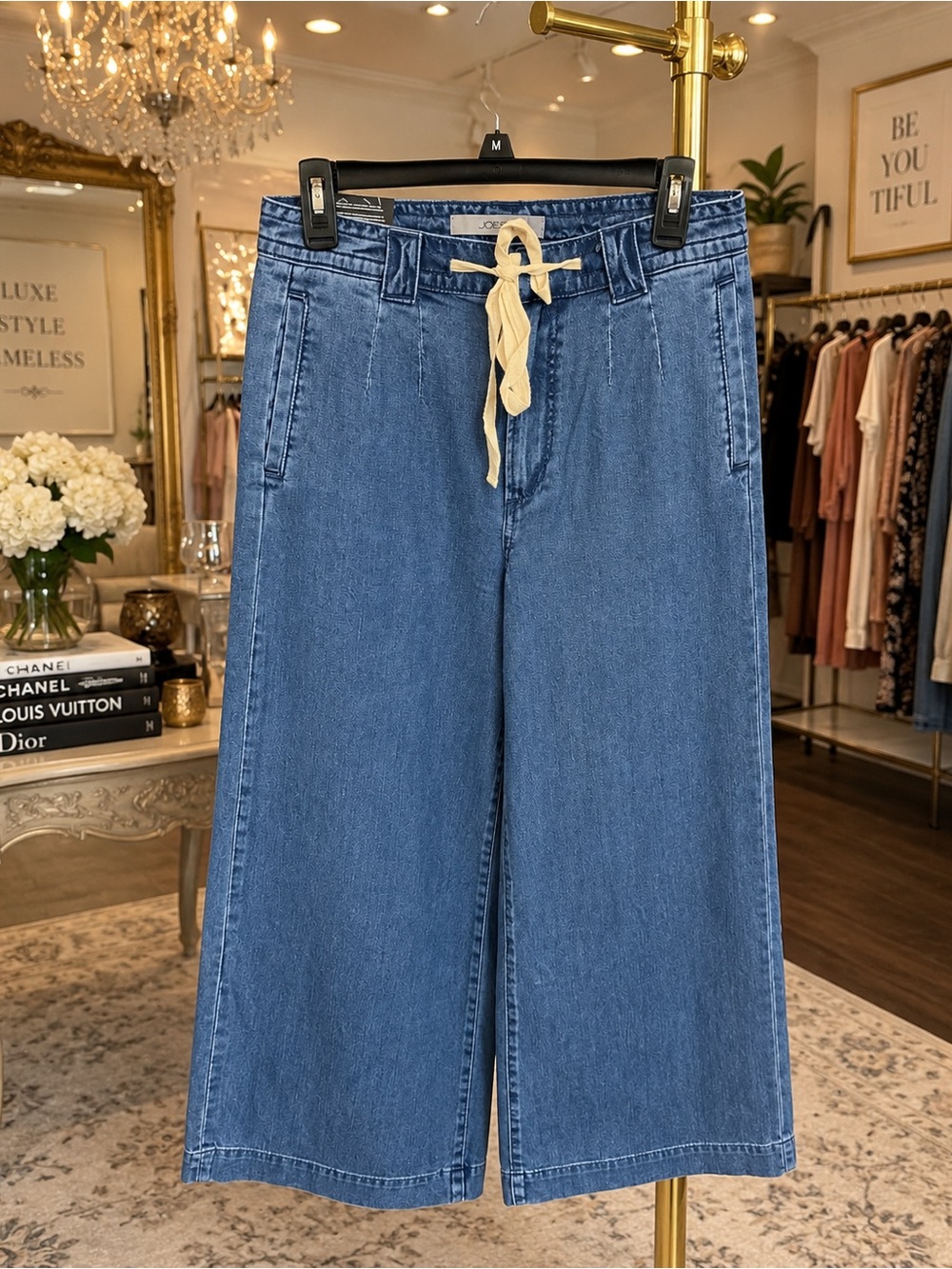 Joe’s Jeans Drawstring Trouser Jeans Size 27 Wide Leg Cropped Denim NWT